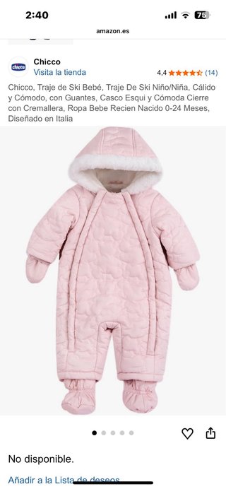 Traje de nieve rosa para bebé de la marca chicco