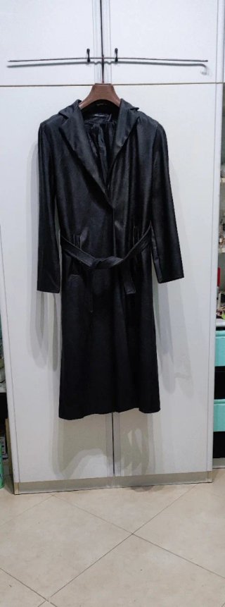 Cappotto lungo in similpelle nero taglia unica