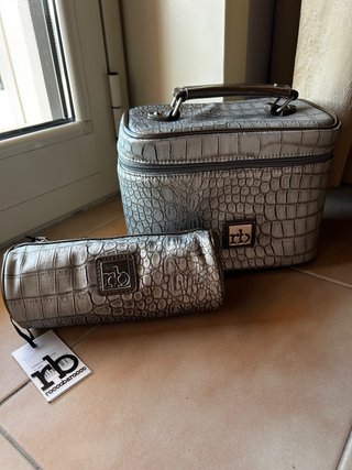 Set 2 Portatrucchi Roccobarocco Argento con targta