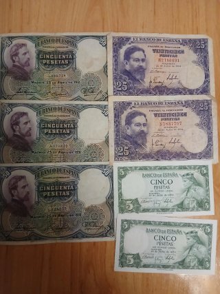 Lote de 52 Billetes Antiguos Españoles