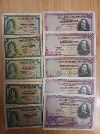 Lote de 52 Billetes Antiguos Españoles