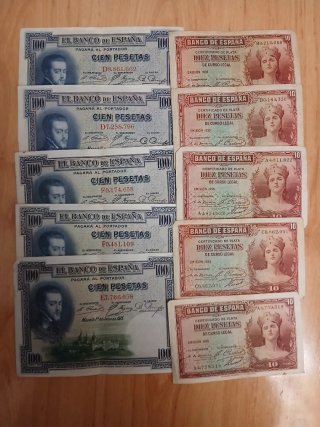 Lote de 52 Billetes Antiguos Españoles