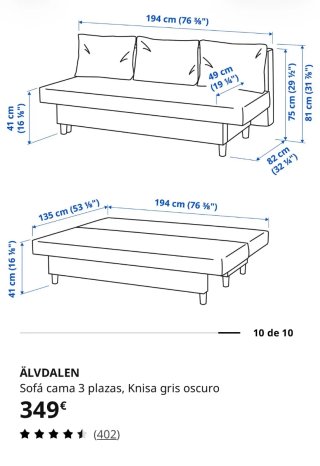 Sofá cama 3 plazas ÄLVDALEN gris