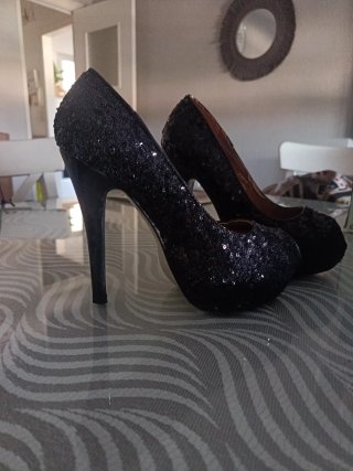 Zapatos de Fiesta Negros con Brillo