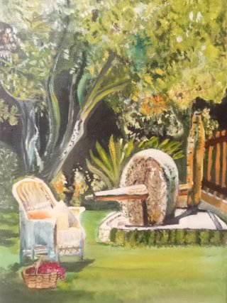 Cuadro al óleo de jardín