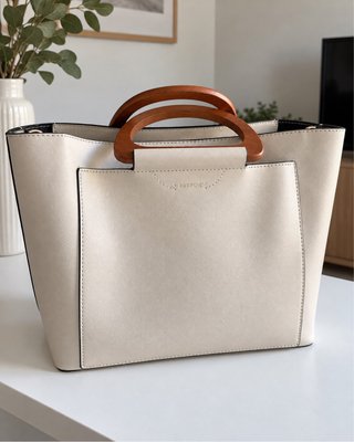 Bolso Parfois Beige con Asas de Madera