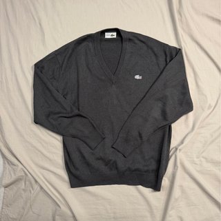 Jersey Lacoste Lana Gris Vintage Talla L