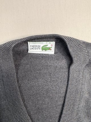 Jersey Lacoste Lana Gris Vintage Talla L