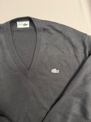 Jersey Lacoste Lana Gris Vintage Talla L