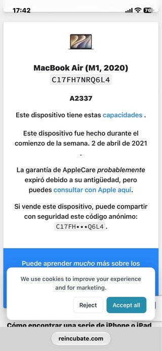 MacBook Air M1 2021 Touch ID