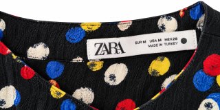 Vestido largo Zara negro con lunares