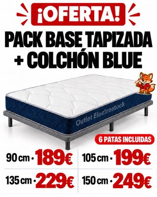 Pack Base Tapizada + Colchón Blue !!