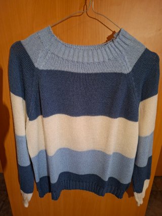 Lote 3 jerseys de rayas azul, beige, rojo
