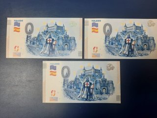 Lote 3 billetes Eurotoken Toledo