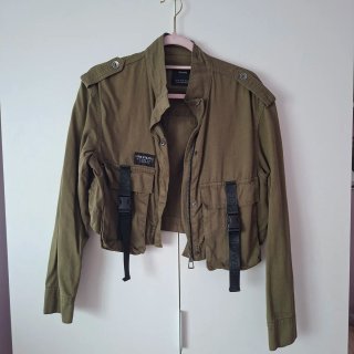 Chaqueta Corta Bershka Verde Militar