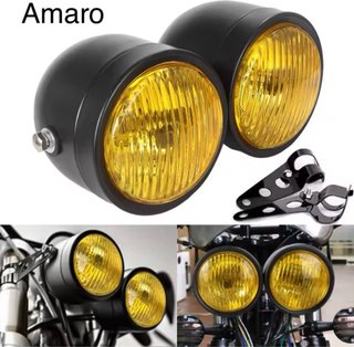 Farol Duplo Para Moto/Mota Cafe Racer/Scrambler/Bo
