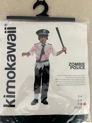 Disfraz Zombie Policía Kimokawaii Talla 7-9