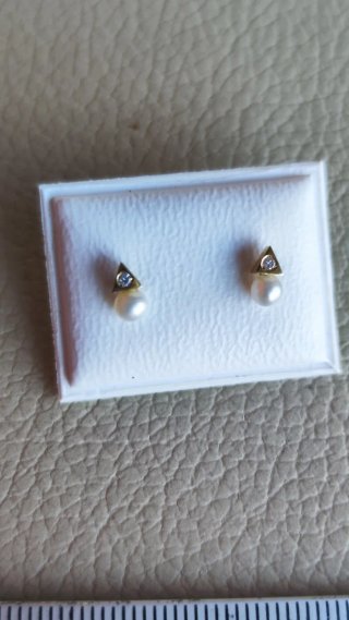 Pendientes oro perla y circonitas bebé nuevos