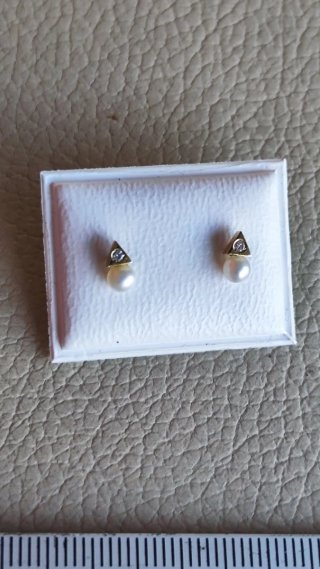 Pendientes oro perla y circonitas bebé nuevos
