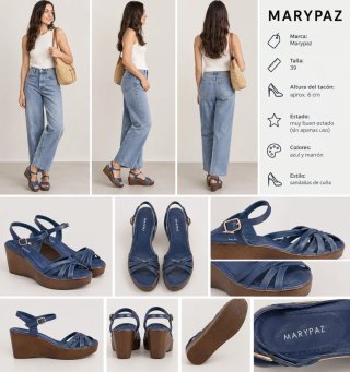 Sandalias cuña Marypaz azul marino T.39