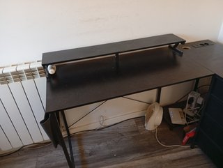 Scrivania Angolare Nera con 4 Cassetti