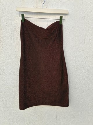 Vestido de fiesta marrón brillante