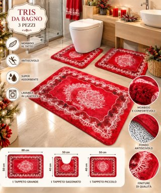 Tris Bagno 3 Pezzi Rosso