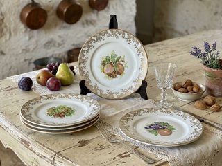 🇫🇷 Limoges Set 5 Platos pequeños Fruta