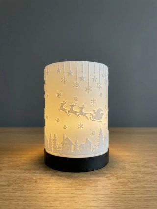 Portacandele di Natale Babbo Natale con slitta