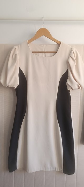 Vestido bicolor beige y negro