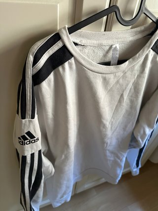 Sudadera Adidas Blanca Rayas Negras Talla M