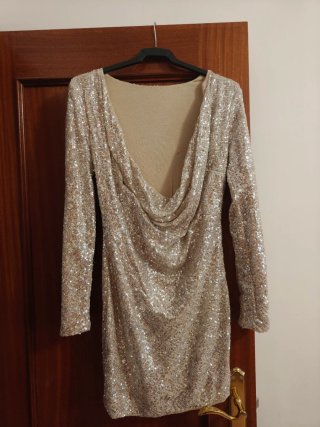 Vestido lentejuelas dorado y plateado