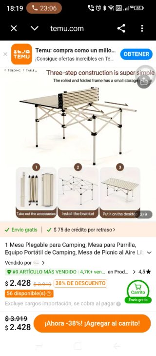 Tavolo da campeggio pieghevole