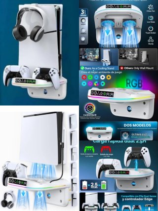 Soporte Carga PS5 con Ventilador y RGB