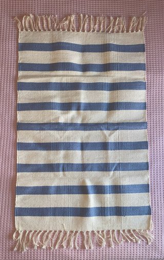 Pack 2 alfombras Ikea rayas beige y azul