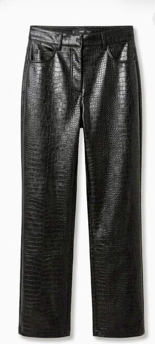 Pantalón de semipiel negro Mango