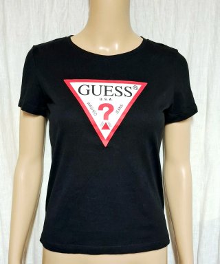 Maglietta Guess nera con logo triangolare