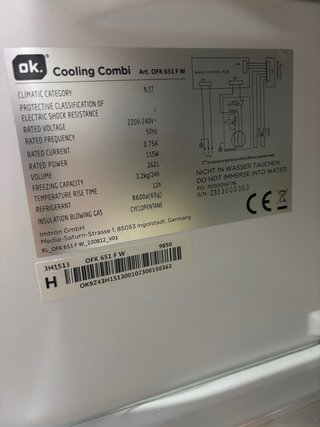 Nevera OK Cooling Combi Blanca