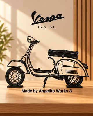 Vespa 125 SL Moto Maqueta Silueta 3D 20cm