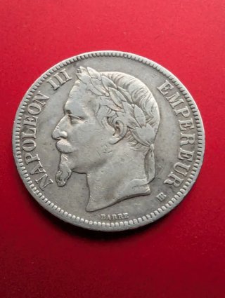 Francia 5 Francos Plata 1867 BB Napoleón III