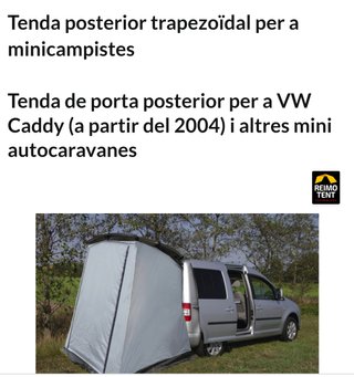 Toldo posterior Caddy y otras minicaravanas