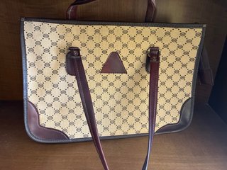Bolso Vintage Estampado Monogram Marrón y Beige