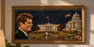 Tapiz Vintage John F. Kennedy y Casa Blanca