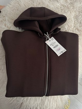 Sudadera Zara Marrón Cremallera Talla XS