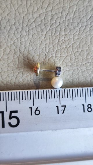 Pendientes bebé oro blanco perla y circonita nuevo