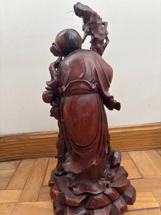 Antigua Escultura Madera Tallada