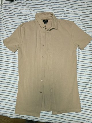 Camisa manga corta beige talla XS