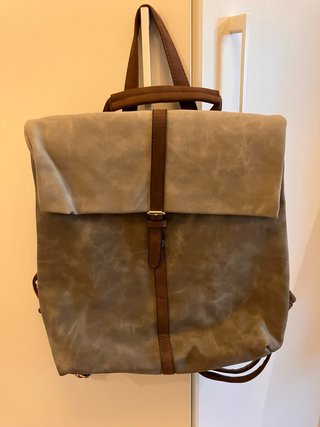 Bolso Mochila Antirrobo Beige y Marrón