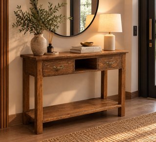 Mesa consola de madera rústica