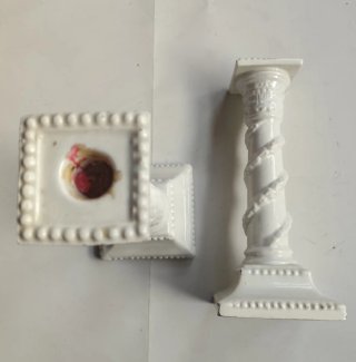 Pareja Candelabros Cerámica Antiguos